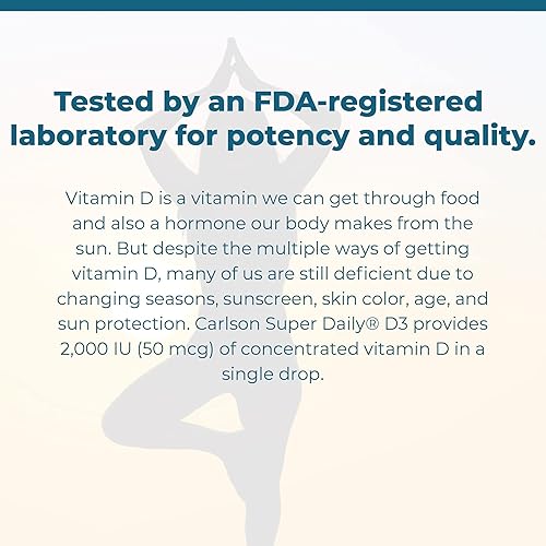 Miniatura 7 de Carlson - Super Daily D3, gotas de vitamina D, 2,000 UI por gota, suministro de 1 año, líquido de vitamina D3, salud cardíaca e inmunológica,