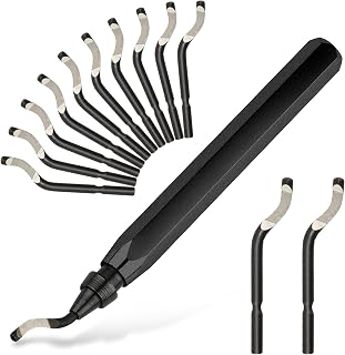 PEASUG Deburring Tool Kit: 12 HSS Blades for 3D Printing, Metal, Resin, Plastic, PVC Pipes - Black Handle