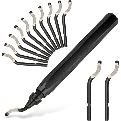 Deburring Tool with 12 HSS Blades, 12 High-Speed Steel Blades for 3D Prints, Metal, PVC & Plastic
