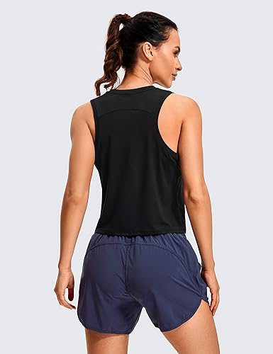 Miniatura 2 de CRZ YOGA Camiseta corta ligera de espalda cruzada para mujer, cuello alto, sin mangas, para entrenamiento y correr
