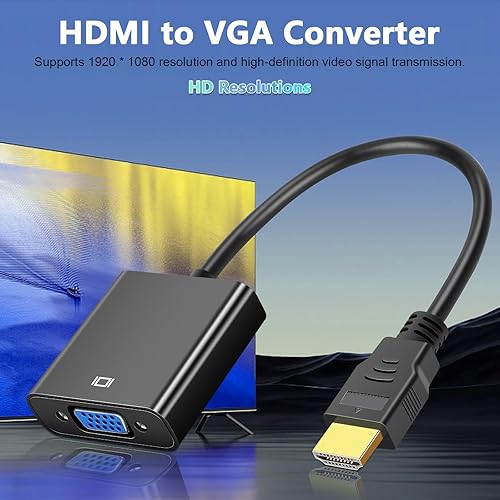 Miniatura 3 de Spofit HDMI a VGA, paquete de 5, adaptador HDMI a VGA chapado en oro (hombre a hembra) para computadora, computadora de escritorio, laptop, PC,