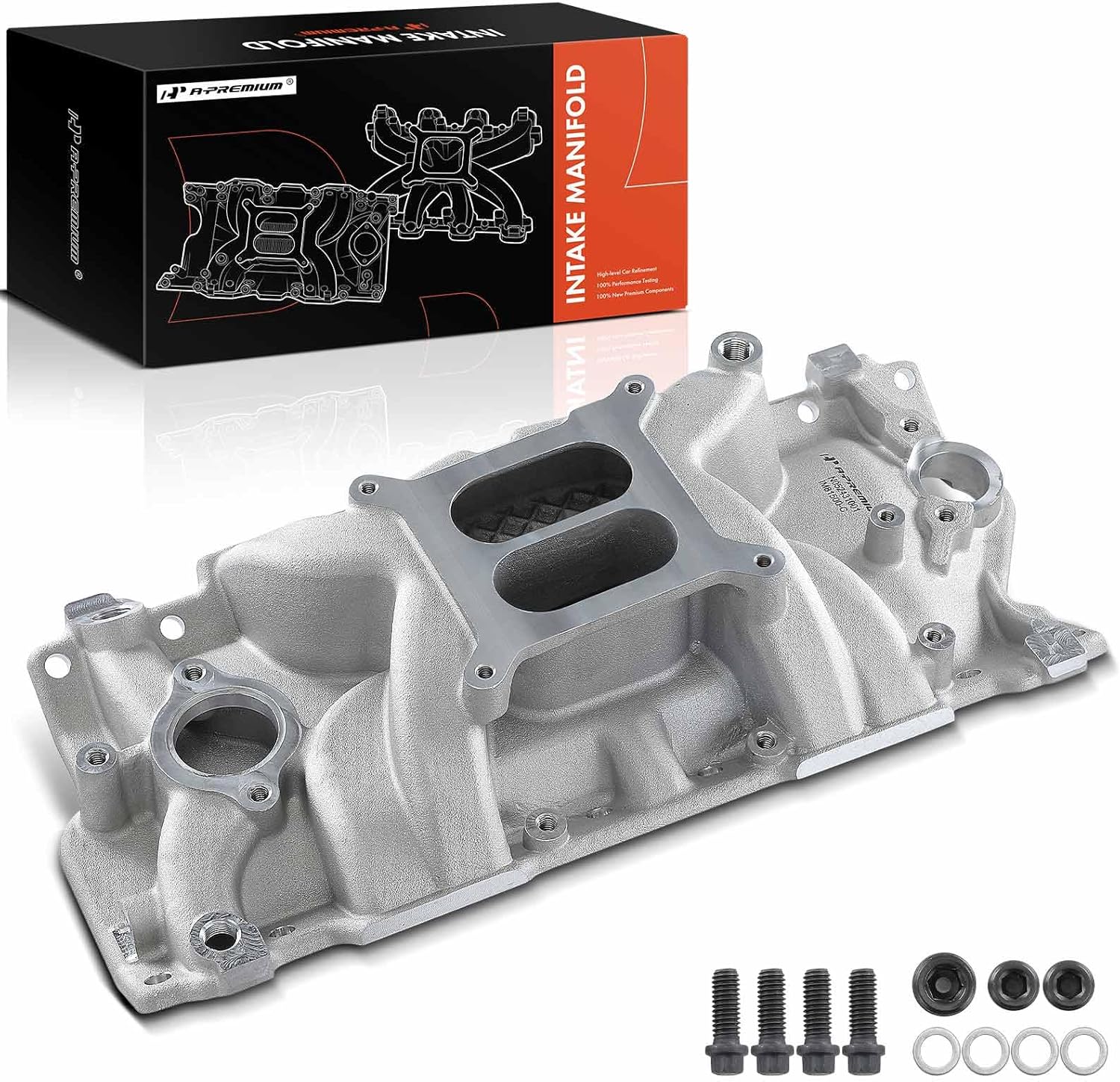 A-Premium Lower Intake Manifold Compatible with Chevrolet Malibu, Impala, Camaro, Caprice, Corvette, Chevelle, Suburban, K5 Blazer, Bel Air, Biscayne, C10 Pickup, El Camino, G30 Van, K30, 1955-1986