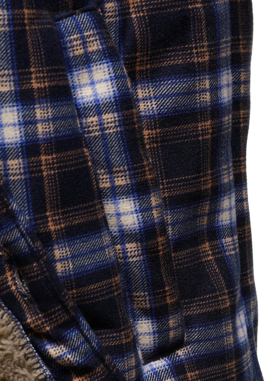 HOOD CREW Mens Winter Warm Fleece Jackets Sherpa Lined Plaid Flannel Shirt Jacket with Side Pockets - Image 4
