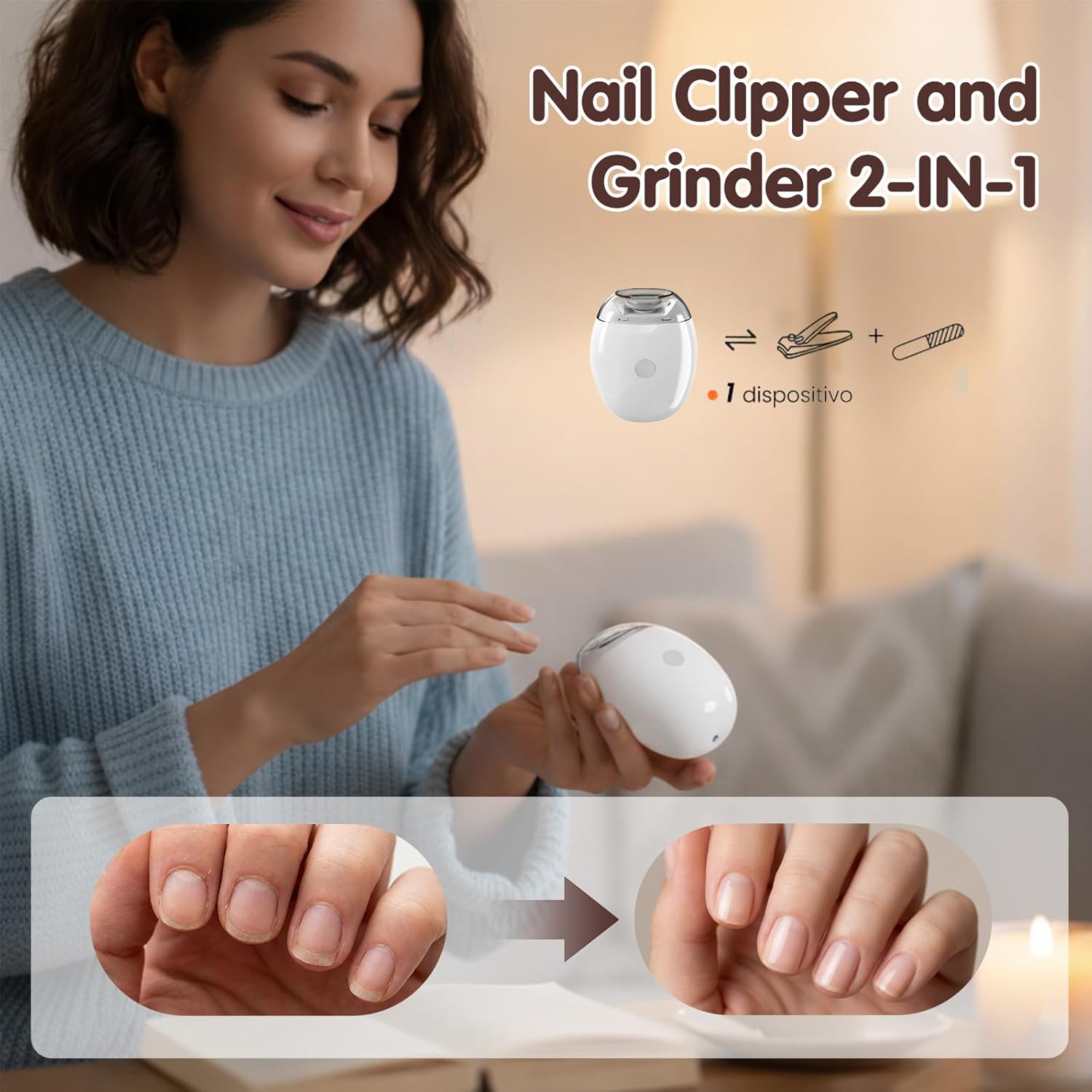 Electric Automatic Nail Clipper,Electric Nail Clippers for Seniors,Electric Automatic Nail Clipper Trimmer,Universal Automatic Fingernail Grinder with LED Light and 3-Speeds Control (1PC)