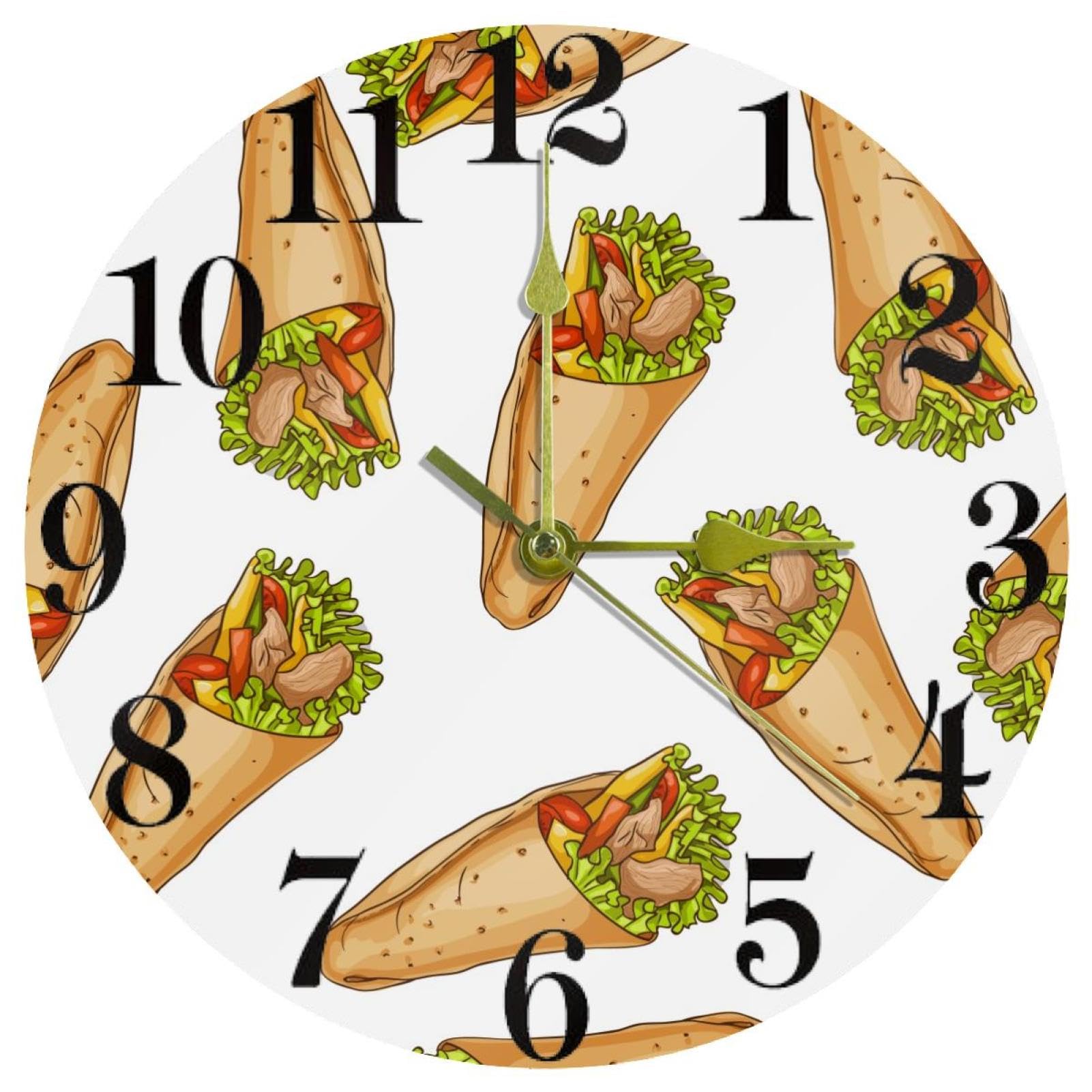 Horloge burrito mexicain ronde cadeau original pour crémaillère de cuisine