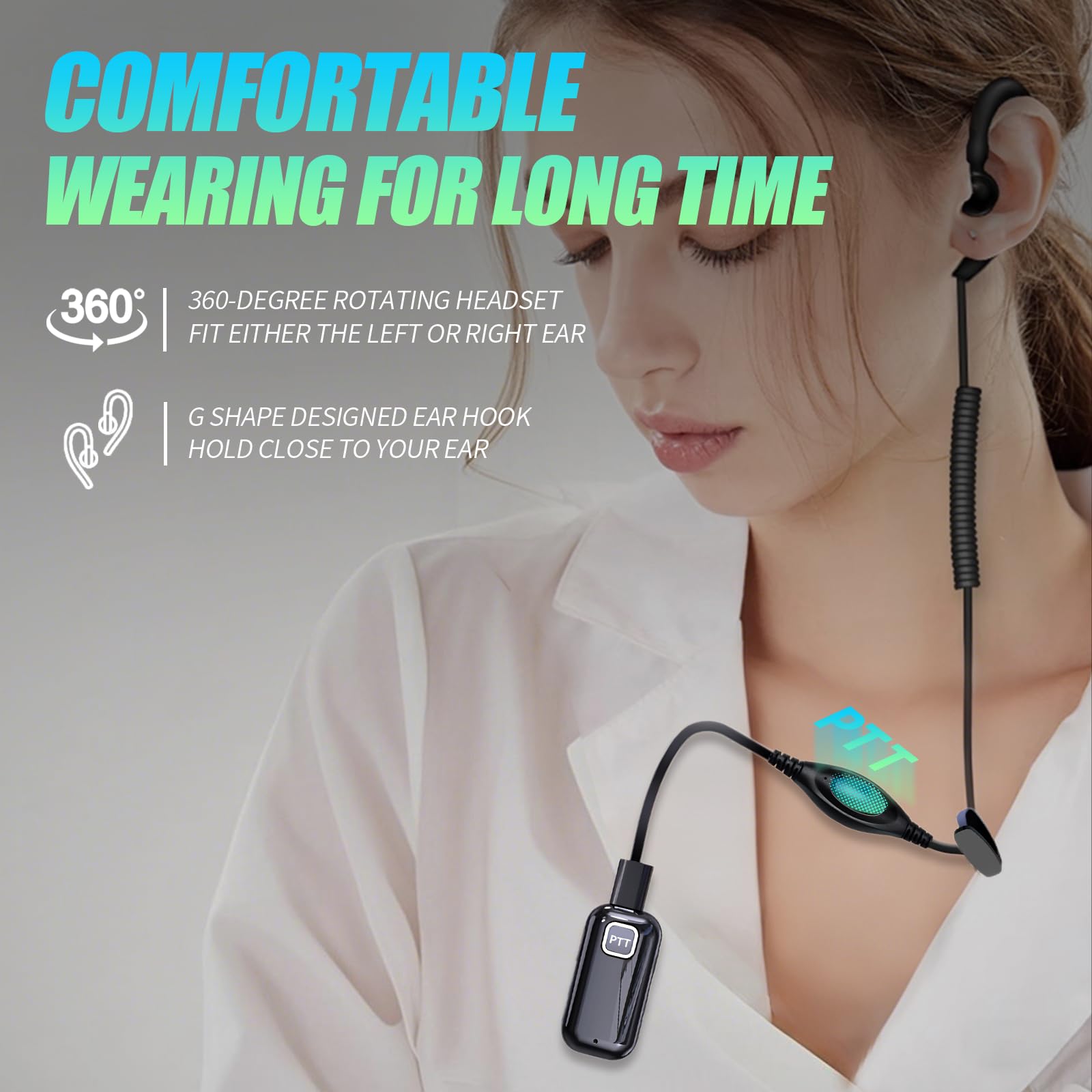 KAYOTOM Super Mini Small Walkie Talkies Portable PTT Push-to-Talk Two Way Radios for Outdoor,Baseball,Restaurant, Security, Golf, Yacht,Supermarket (2 Pack and Earpiece with Mic) (Black White, 2 Pack)