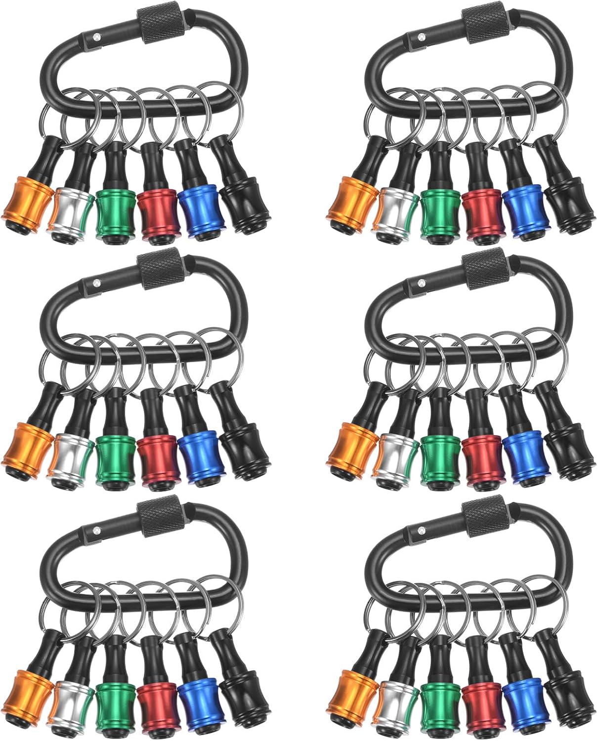 HARFINGTON 36PCS Keychain Aluminum Alloy Screwdriver Bits Holder Extension Bar Release Drill Screw Adapter Quick-Change Portable Lightweight for 1/4 in Hex Shank