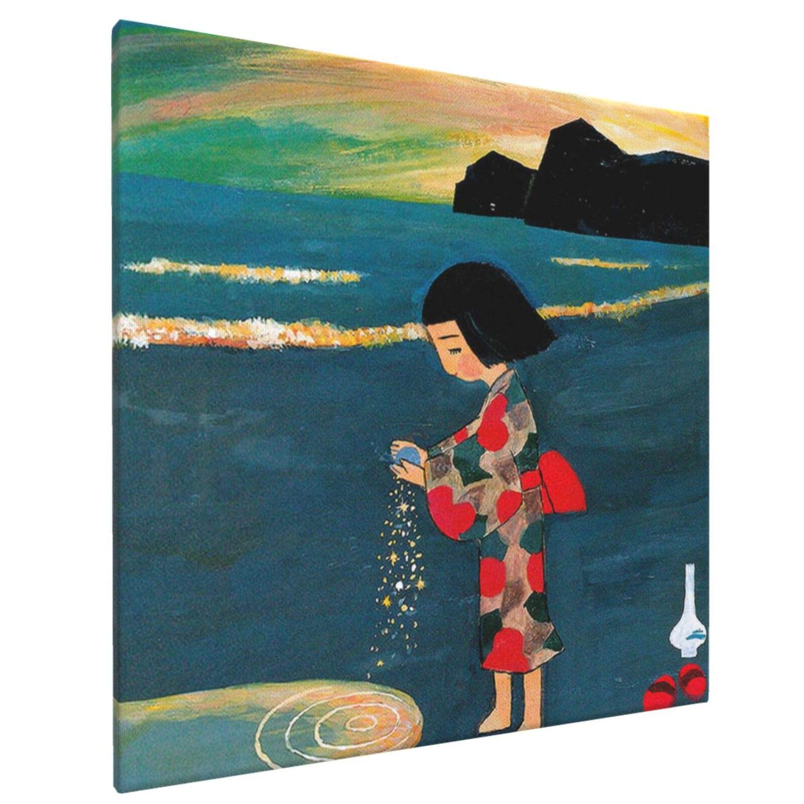 Amazon｜絵画 フレーム装飾画 谷内六郎 銀の砂金の砂 キャンバスアート