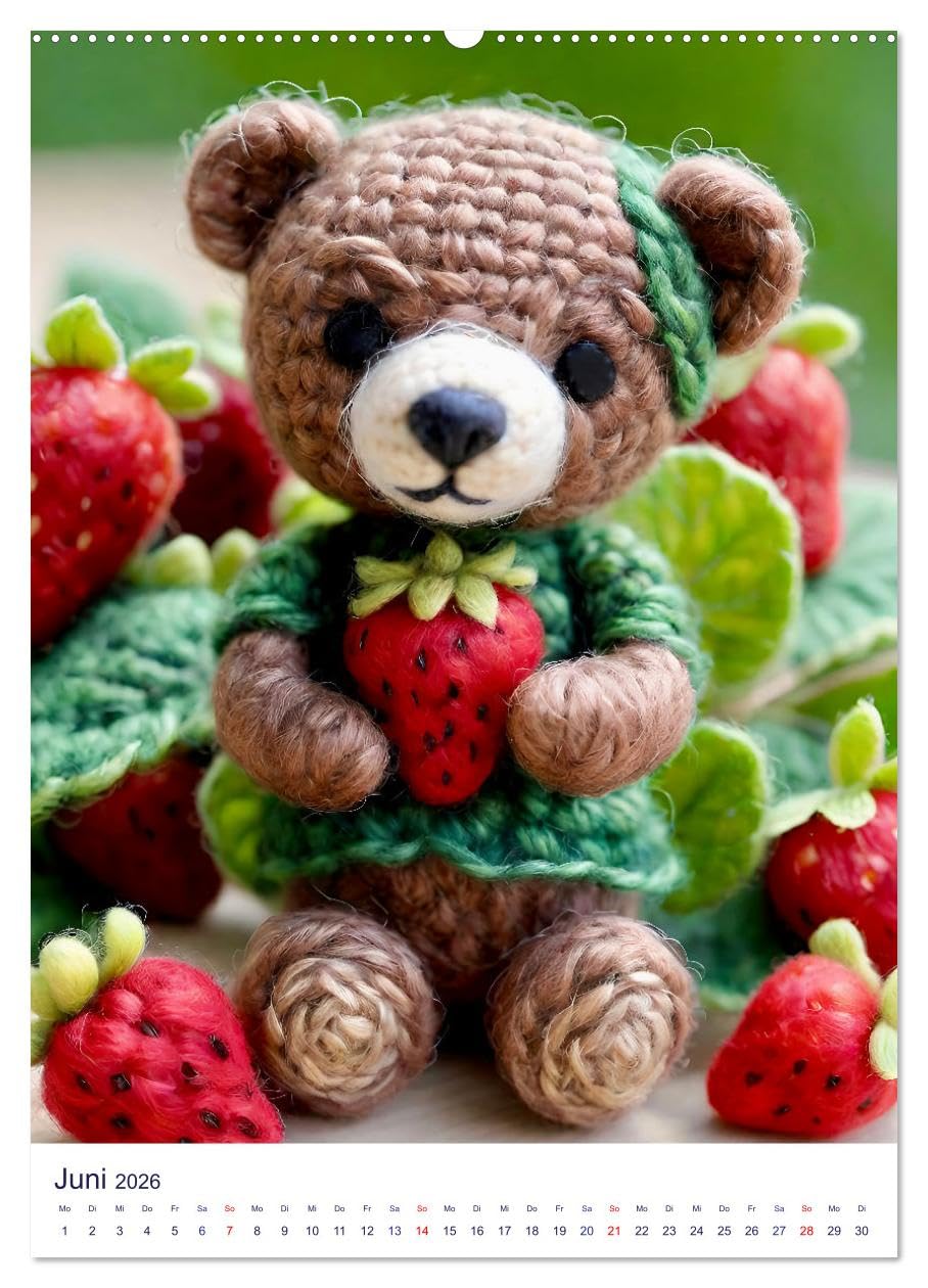 Teddys aus Wolle (hochwertiger Premium Wandkalender 2026 DIN A2 hoch), Kunstdruck in Hochglanz: Weich und wunderbar: Selbstgemachte Wollbären (CALVENDO Hobbys)