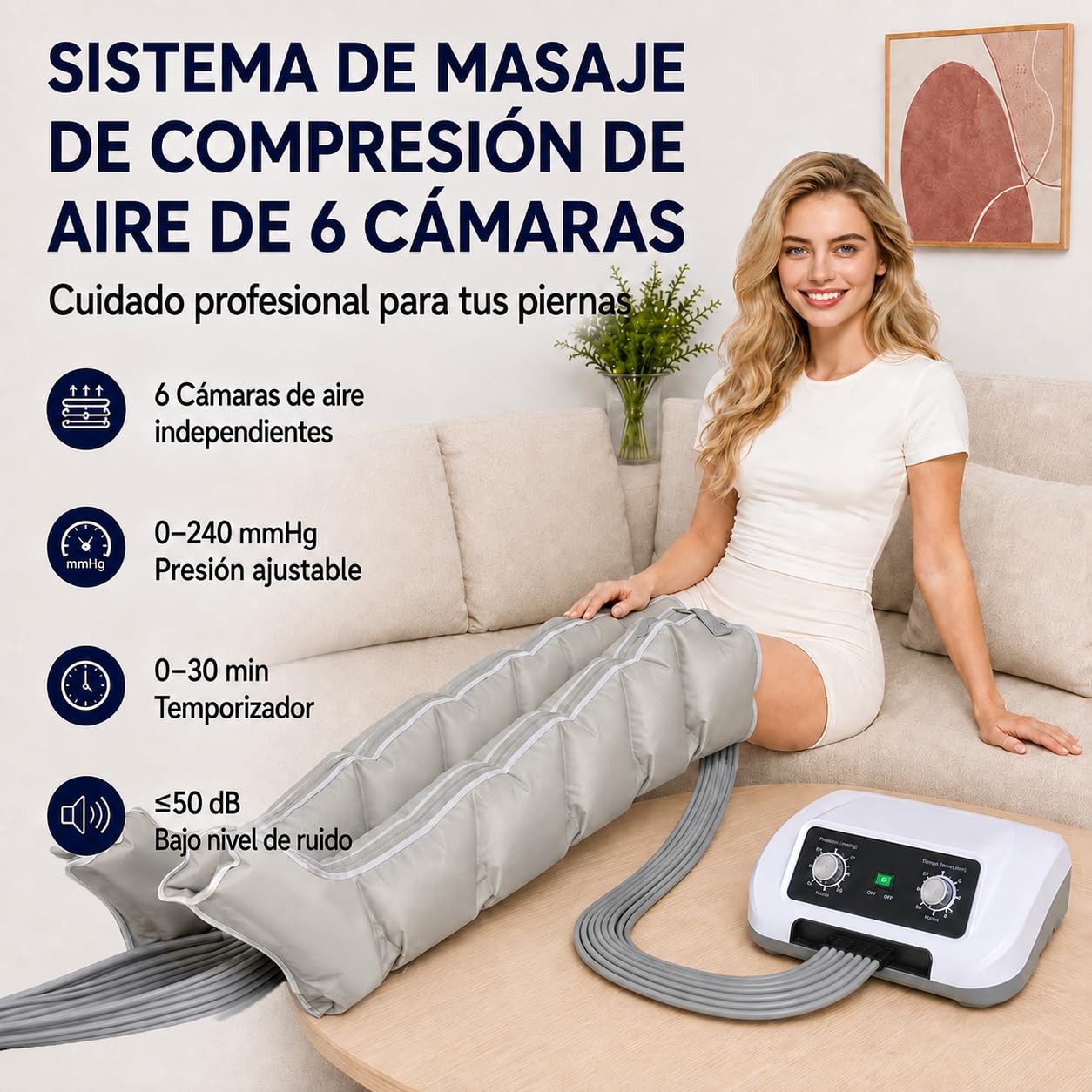 SULQING Botas Presoterapia Piernas Completas para Casa con 6 Camaras,L