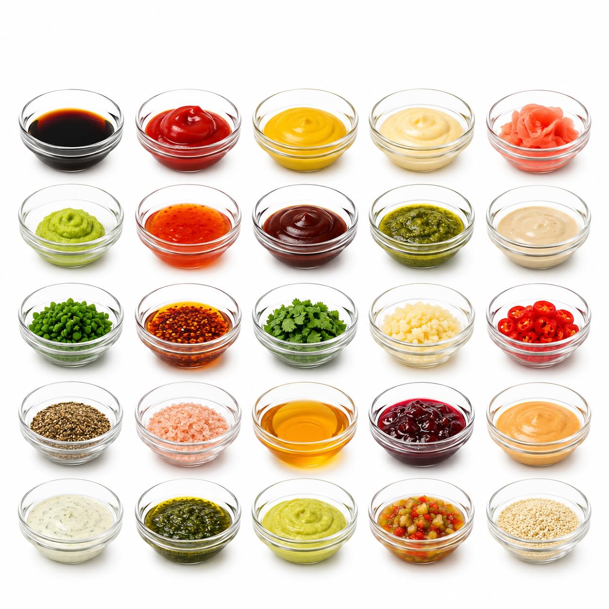 YAYODS 20 cuencos pequeños,salseras para salsas de 7.5 cm de diámetro, cuenco de cristal de 75 ml, ingredientes de cocina, mermelada, salsas, tapas, buffet