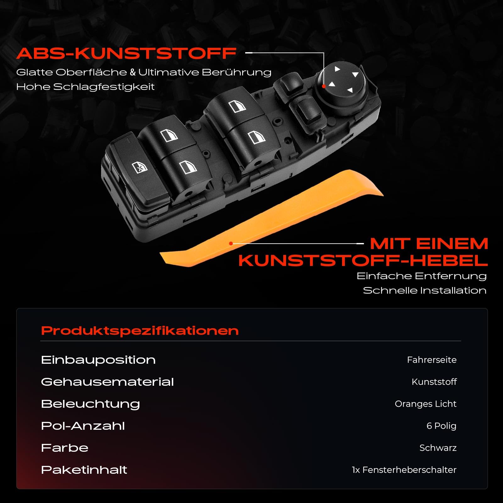 Fensterheber Schalter 3-Polig Vorne Links Kompatibel für 5er F10 F11 6er F06 X3 F25 2009-2018 61319238239