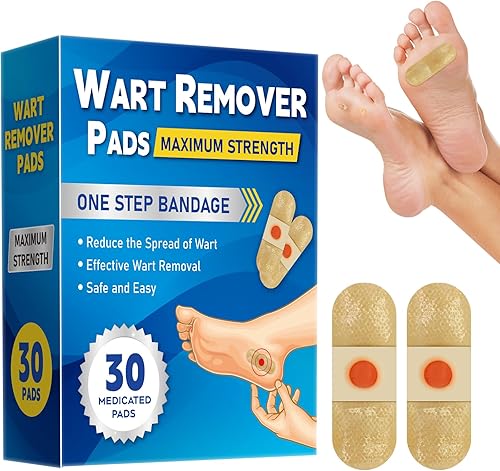 Almohadillas eliminadoras de verrugas, vendajes de un solo paso de fuerza máxima para manos, cuello, pies, dedos, permanecen en todo el día, 30