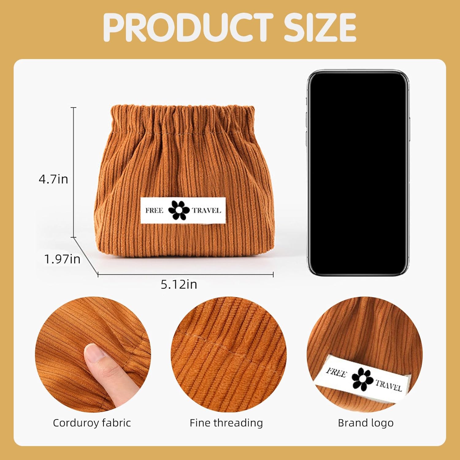 Corduroy Makeup Bag 12PCS, Elastic Aesthetic Lipstick Bag, Cute Mini Cosmetic Bag, Daily Portable Travel Organizer Bag, Hair Accessories Storage Pouch, Multipurpose Small Organizer (12 Pack)