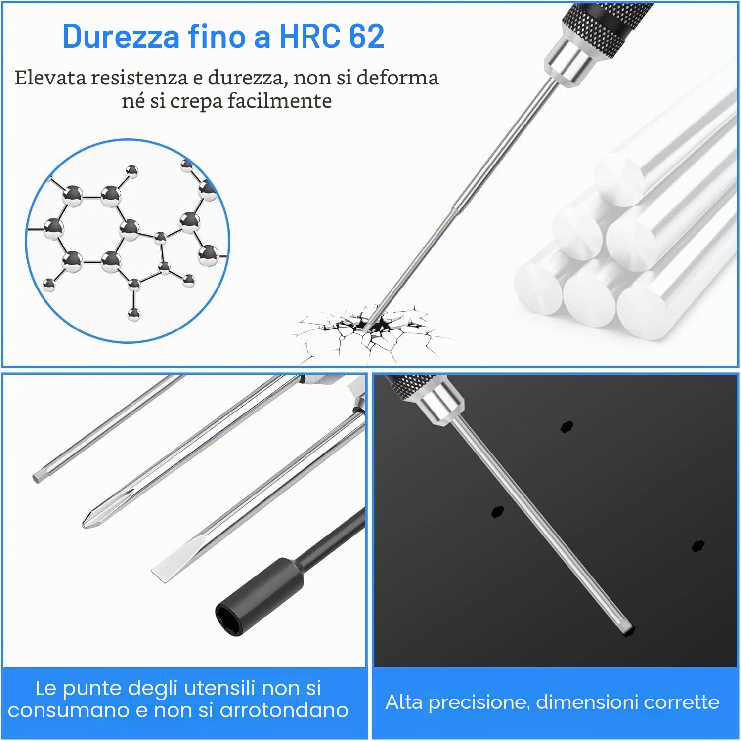 Set di utensili per cacciavite esagonale RC: 16 Kit 4 cacciaviti esagonali 8 cacciaviti 4 pezzi Kit strumenti di riparazione per chiavi a dado elicottero RC FPV Drone Aereo auto