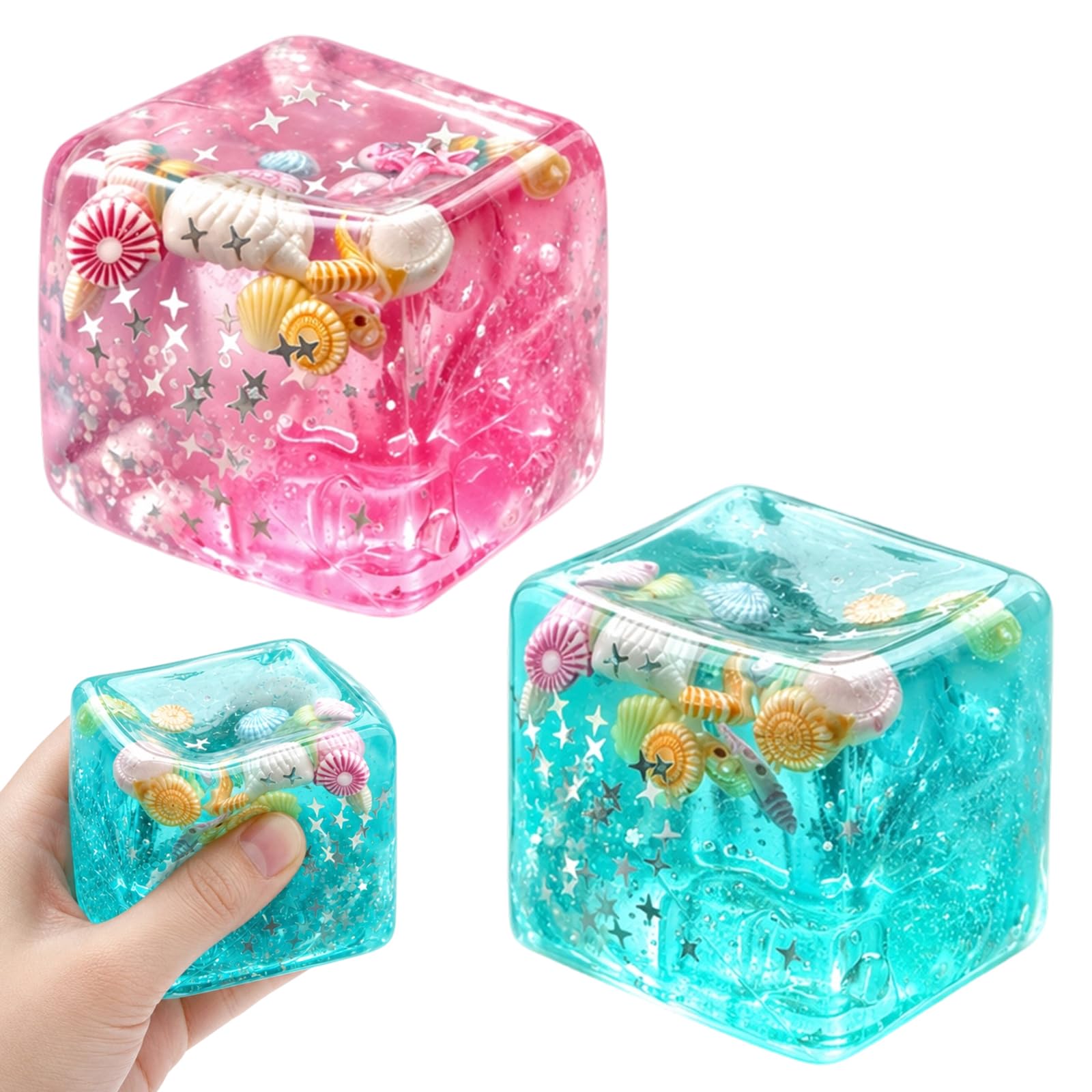 2PCS Office Desk Fidget, Set of Two 4.5 cm Shell Design in Pink and Blue