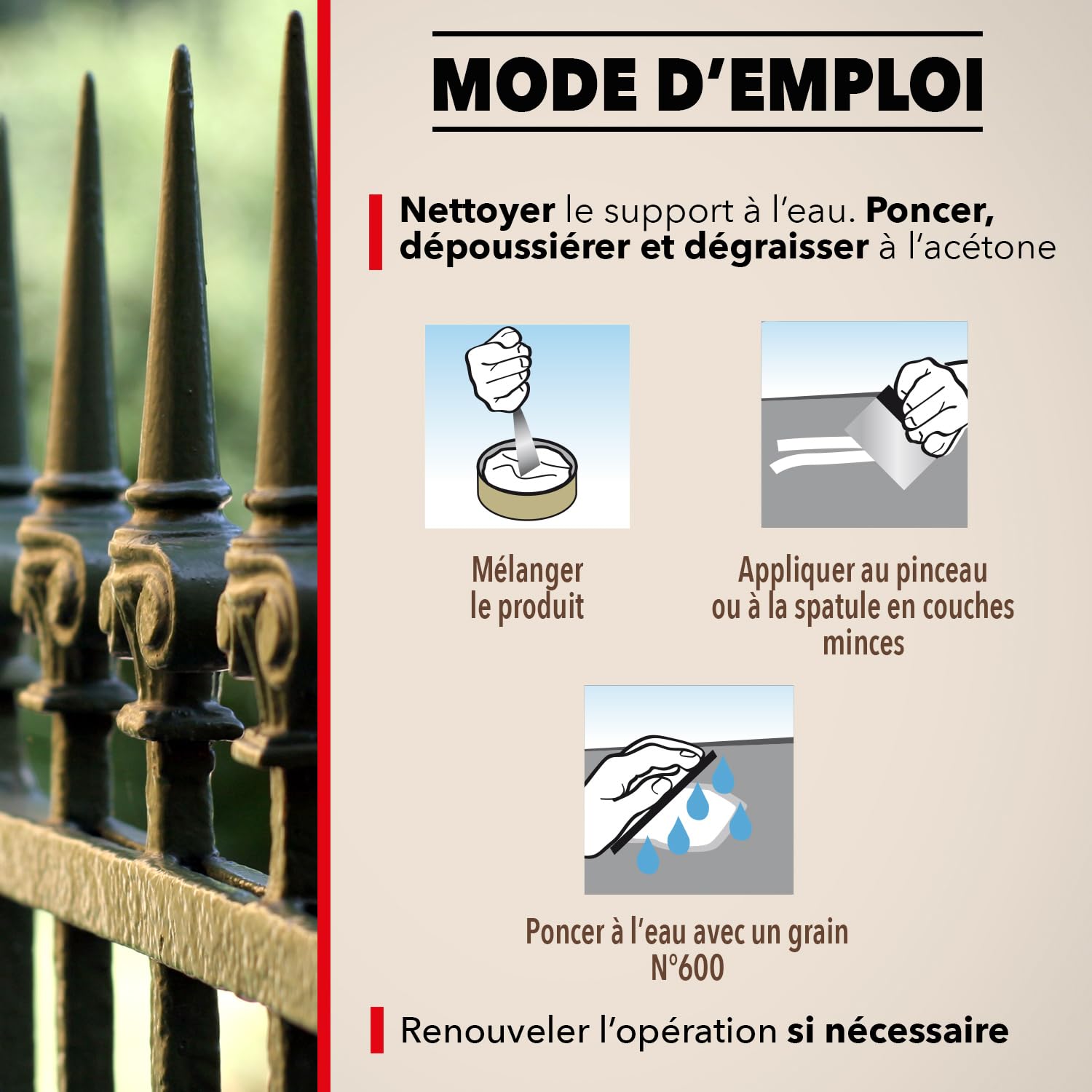 SINTO Enduit de Finition Métal 90g - Prépare le Support, Comble les Micro Aspérités, Séchage Rapide