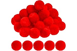 30 Pack 2 Inch Red Fluffy Pom Pom Balls