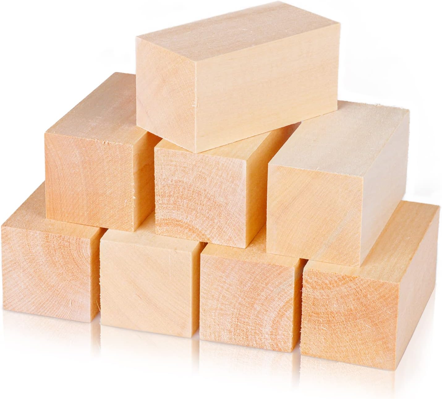 8 Pack Basswood Carving Blocks 4 X 2 X 2 Inch, Large Whittling Wood Carving Blocks Cubes Kit for Kids Adults Beginners or Expert, Home/Arts/Crafts/Class/Christmas DIY Supplies