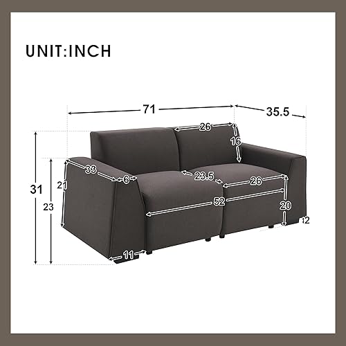 Miniatura 2 de LUMISOL Sofás de asiento profundo para sala de estar, moderno sofá tapizado de 3 plazas, cómodo sofá de dos plazas de gran tamaño, sofá nube con