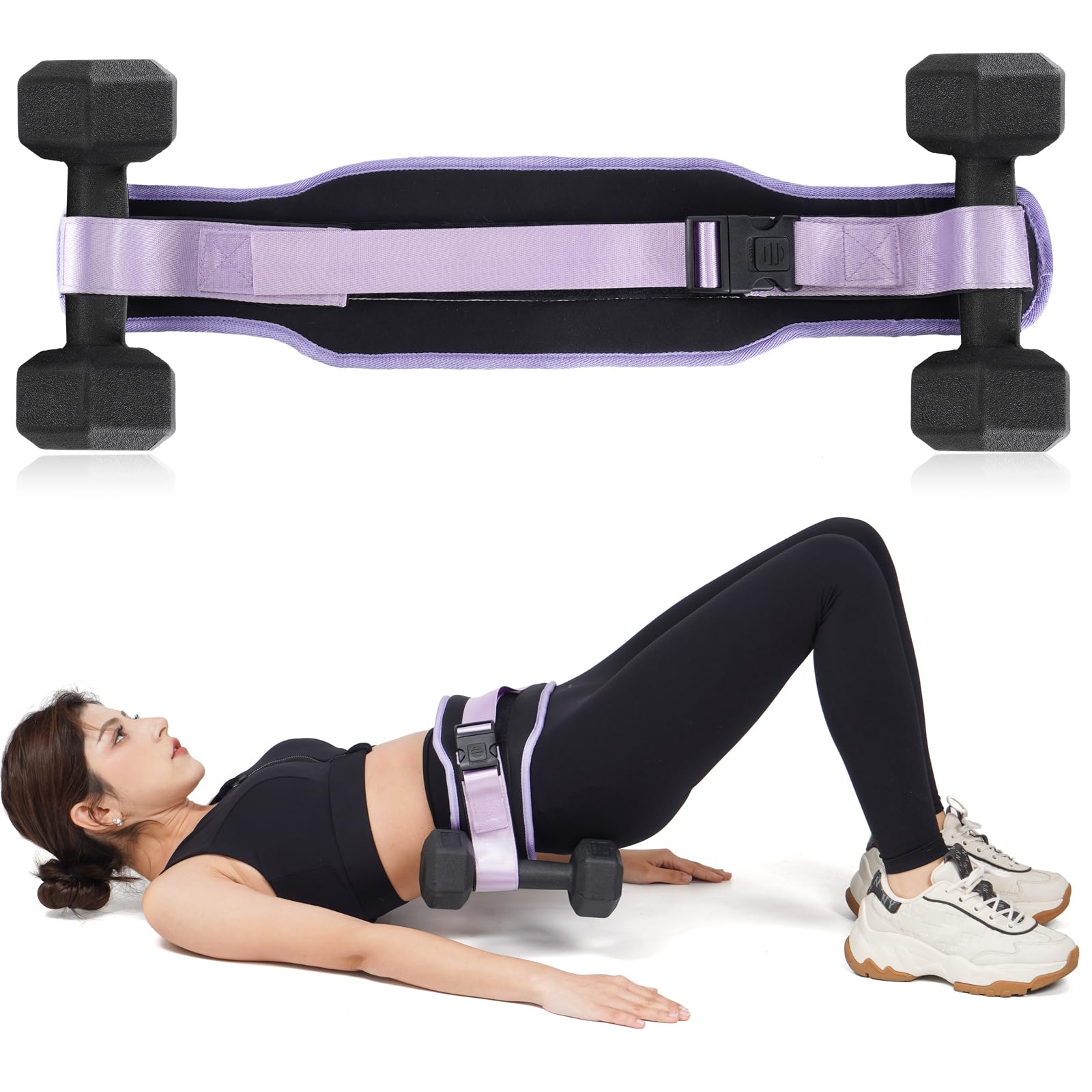 Hip Thrust Belt for Dumbbells, Kettlebells, Plates, Premium Booty Belt for Women/Men, Hip Thrust Band Resistant Padding for Hip Protection for Home Gym Accessories, Adjustable & Slip Resistant