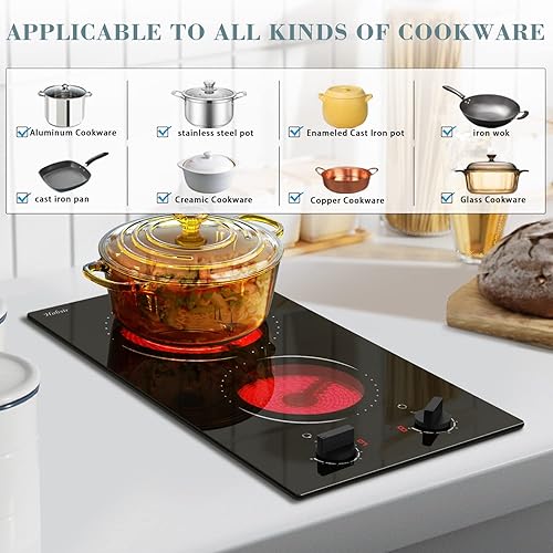 Miniatura 7 de Hobsir hob Estufa eléctrica de 2 quemadores 110V con doble estufa eléctrica quemador