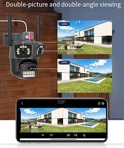 Miniatura 4 de Cámara de seguridad WiFi para exteriores con 3 lentes, seguimiento automático de 6 MP, cobertura de 360, detección de movimiento AI, visión nocturna