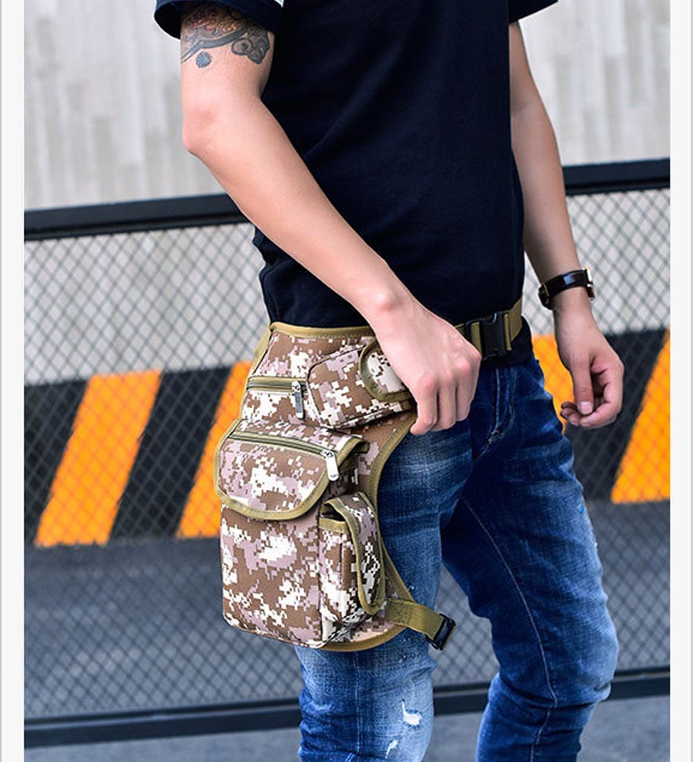 Rullar Canvas Hiking Waist Fanny Pack Tactical Drop Leg Bag Purse Running Waist Belt Hip Bag Outdoors Motorcycle Bike Cycling Pouch Shoulder Bag Camouflage - Image 3