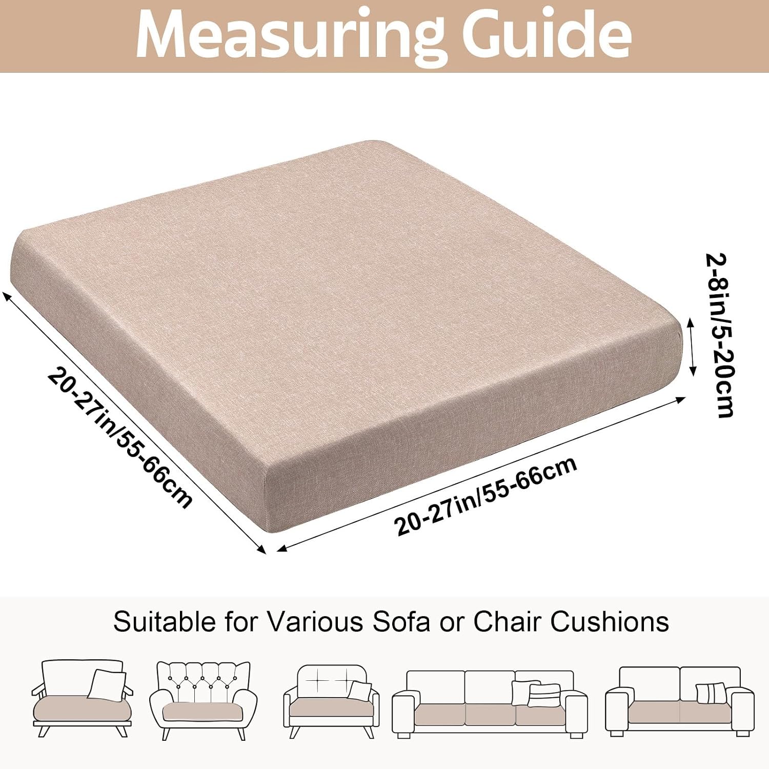 pickyNproud 4Pcs Patio Cushion Covers Stretch Outdoor Couch Cushions Slipcovers Replacement Washable Furniture Protector with Elastic Bottom Sofa Chair Seat Cover, Rose Beige thumbnail