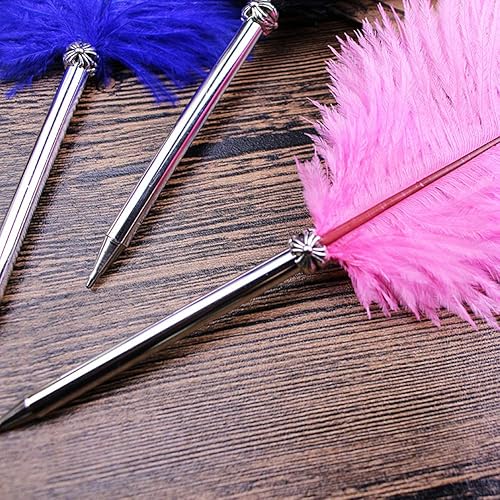 Miniatura 8 de Bolígrafo de pluma de avestruz, pluma de tinta negra para oficina, suministros escolares, bolígrafo de firma de boda, regalo de cumpleaños (1