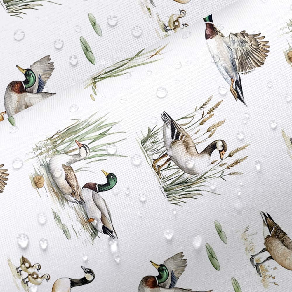 JAWO Mallard Duck Shower Curtain Hunting Theme Wild Animal Bath Curtains Set Cabin Duck Pattern Neutral Bathroom Decor for Boys Girls Waterproof Fabric Shower Curtains with Hooks