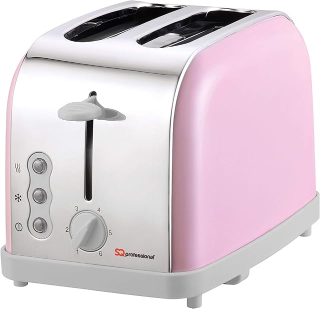 SQ Professional Dainty Legacy Toaster with Pastel Colour Finish - 900W  Two Slice - Stainless Steel (Appleblossom)