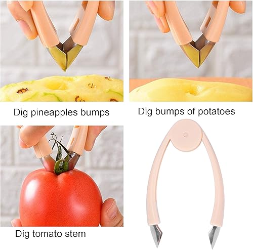Miniatura 4 de Descorazonador de frutas de cocina Huller multiusos portátil de acero inoxidable resistente al desgaste, herramienta de extracción de tallos de