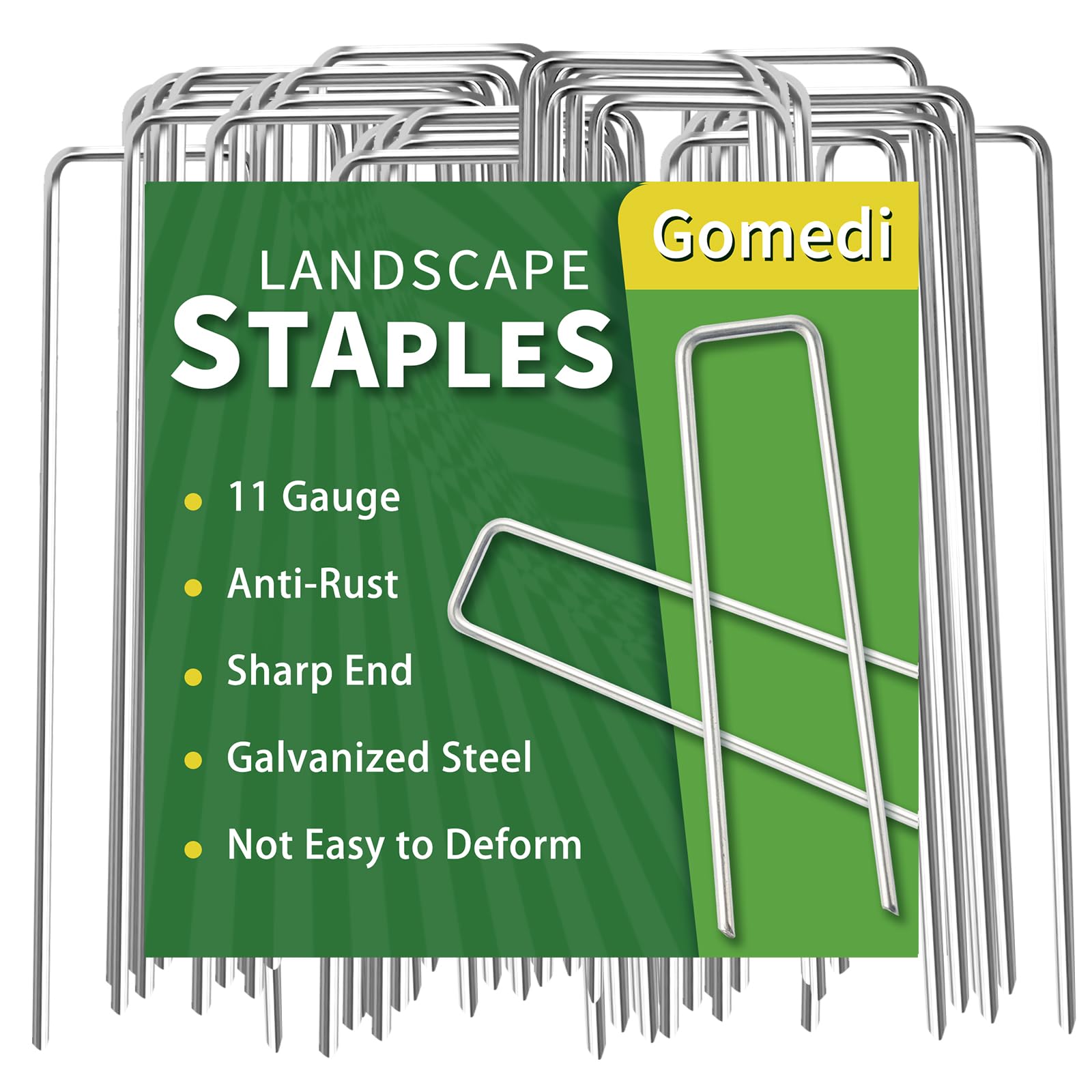 Landscape Staples 6 Inch 60 Pack, Garden Stakes Galvanized Garden Staples 11 Gauge, Plant Cover Stakes for Lawn Weed Barrier