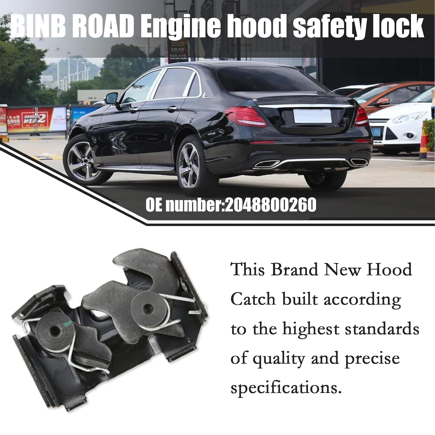 Hood Safety Catch Latch Lock Compatible with Mercedes Benz AMG C300 E350 E400 GLK250 GLK350 C43 C63 2015-2018,2Pcs (Replaces 2048800260)