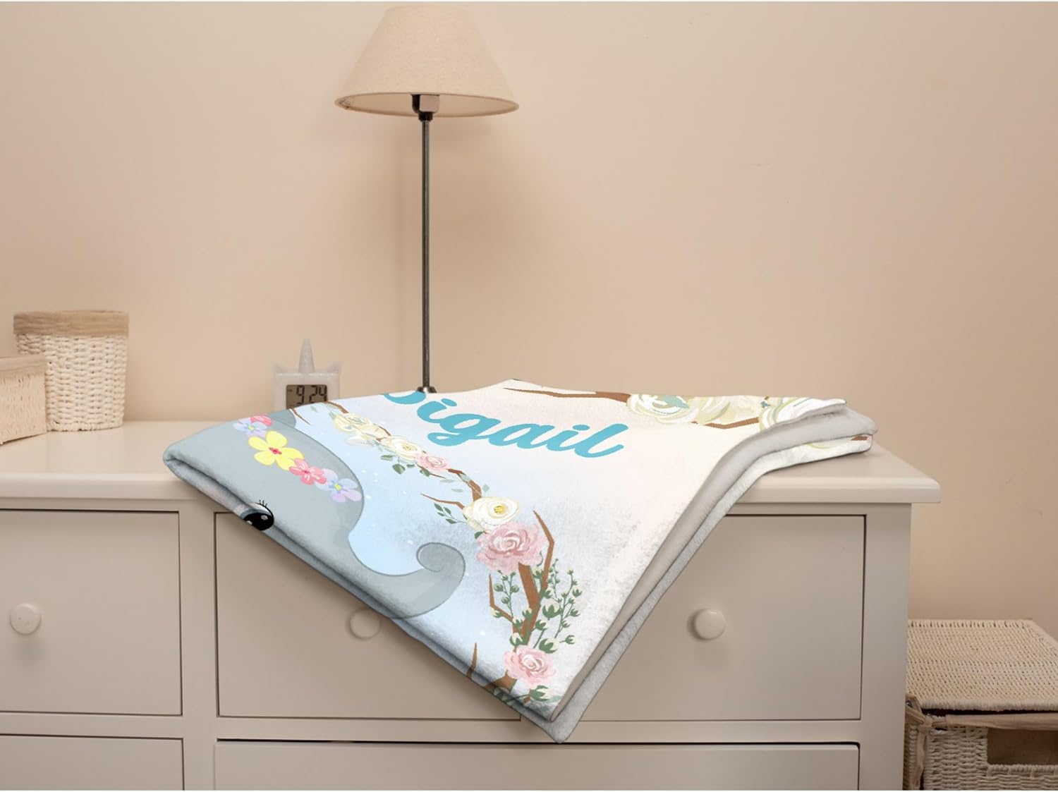 Cute Elephant Mommy and Baby Custom Blanket, Blankets Personalized, Custom Blanket with Name, Gifts for Her, Throw Blanket Gift for Infant (50"X40") Small Size for Kid