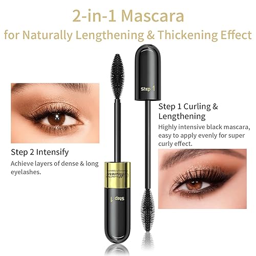 Miniatura 5 de Vibely - Máscara de pestañas de fibra de seda 4D, máscara Vibely, 5 veces más larga, impermeable y lavable, 2 en 1, máscara de pestañas de fibra de