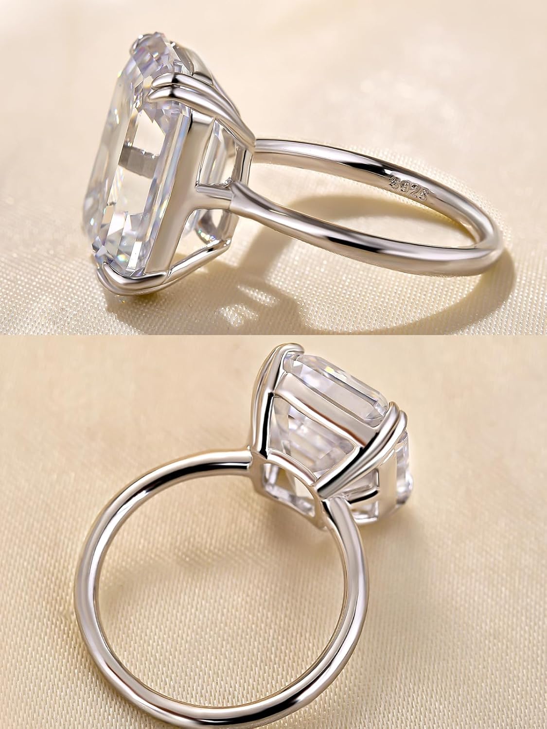9.0 CT Luxury Emerald Cut Solitaire Engagement Ring, S925 Silver 5A Cubic Zirconia Promise Ring for Women - Image 7