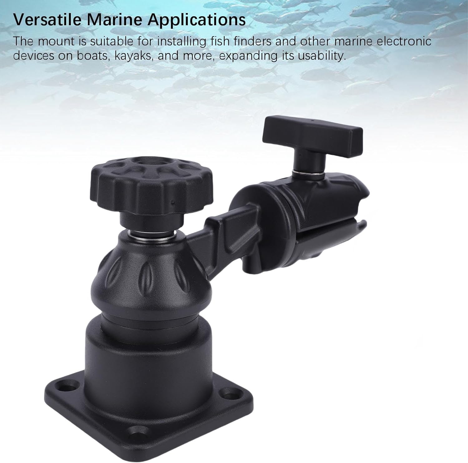 Diydeg Aluminum Fish Finder Mount, Universal Shock Absorption Fishfinder Bracket, Marine Electronic Depth Finder Mount with Screws for Marine, Boat, Kayak, Pontoon, Canoe