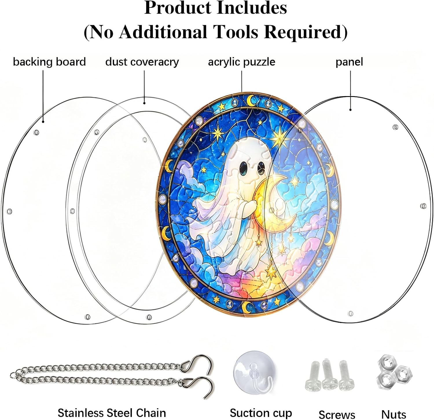 Halloween Ghost Acrylic Puzzle Suncatcher Window Hanging Decor, 8.9 Inch image 5