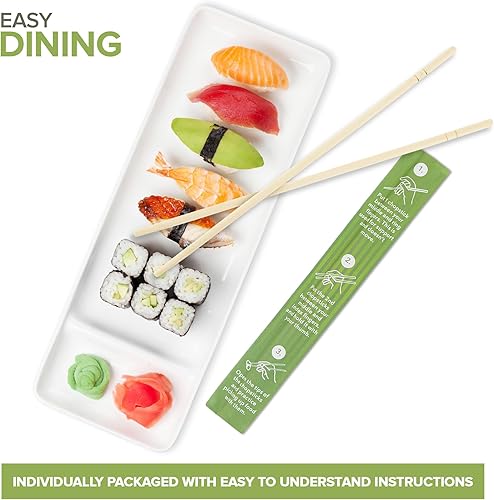 Miniatura 5 de Stock Your Home Palillos desechables de bambú, palillos a granel (200 unidades), palillos de bambú separados para sushi, comida china, japonesa y