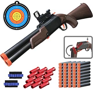 Soft Bullet Toy Shotgun with Realistic Shell Ejecting Design Foam Blaster Toy Guns for Indoor and Outdoor Playing Gifts for Kids Adult (Brown)