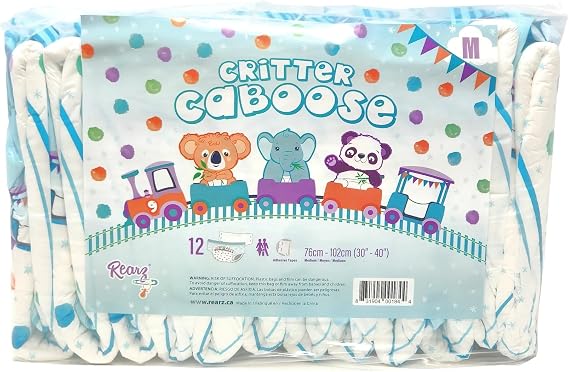 Rearz - Mega Critter Caboose - Adult Disposable Printed Diapers (Sample 2 Pack) (Medium)