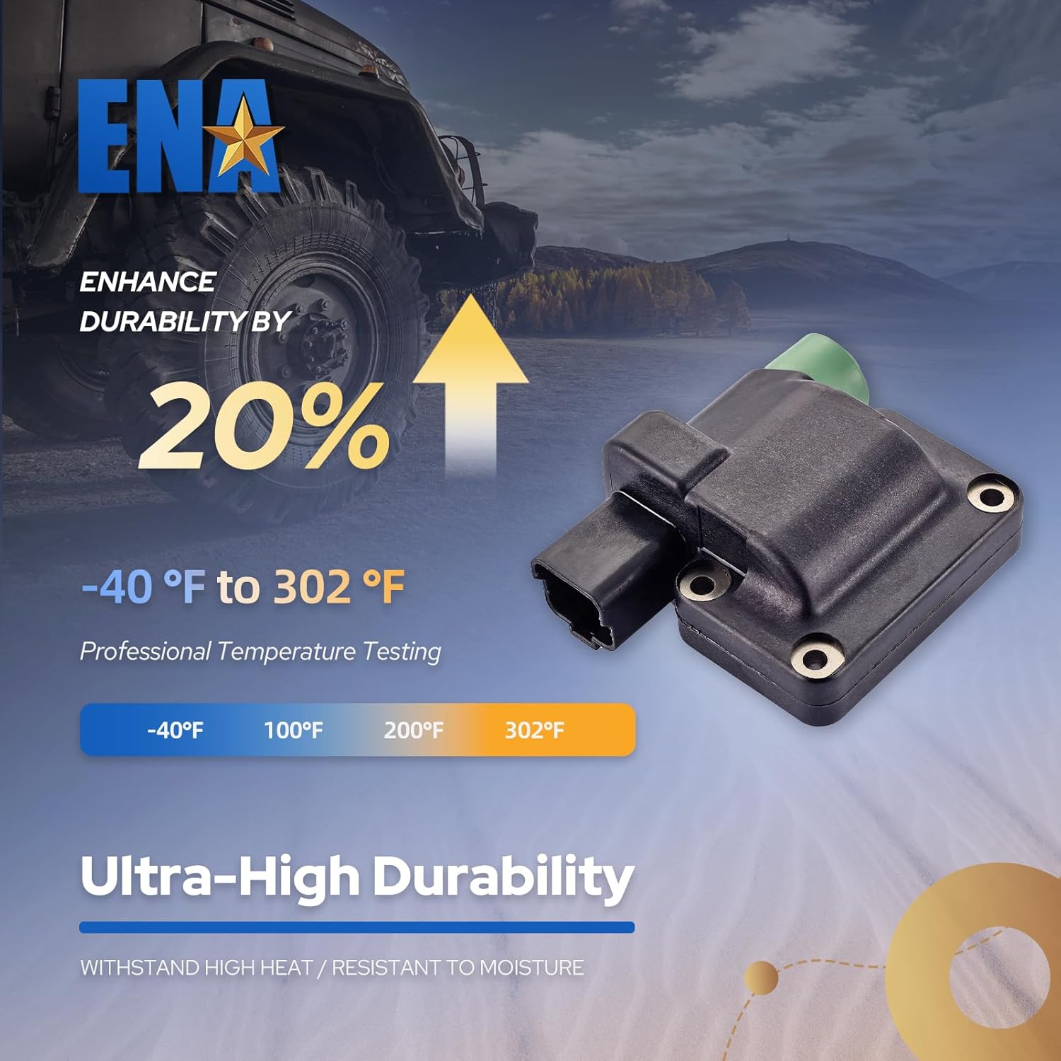 ENA Set of 1 Ignition Coil Pack Compatible with Honda Accord 1994 1995 1996 1997 (TEC Distributor) Prelude 1997 1998 1999 2000 2001 L4 2.2L Replacement for 30520PT9A02 UF205