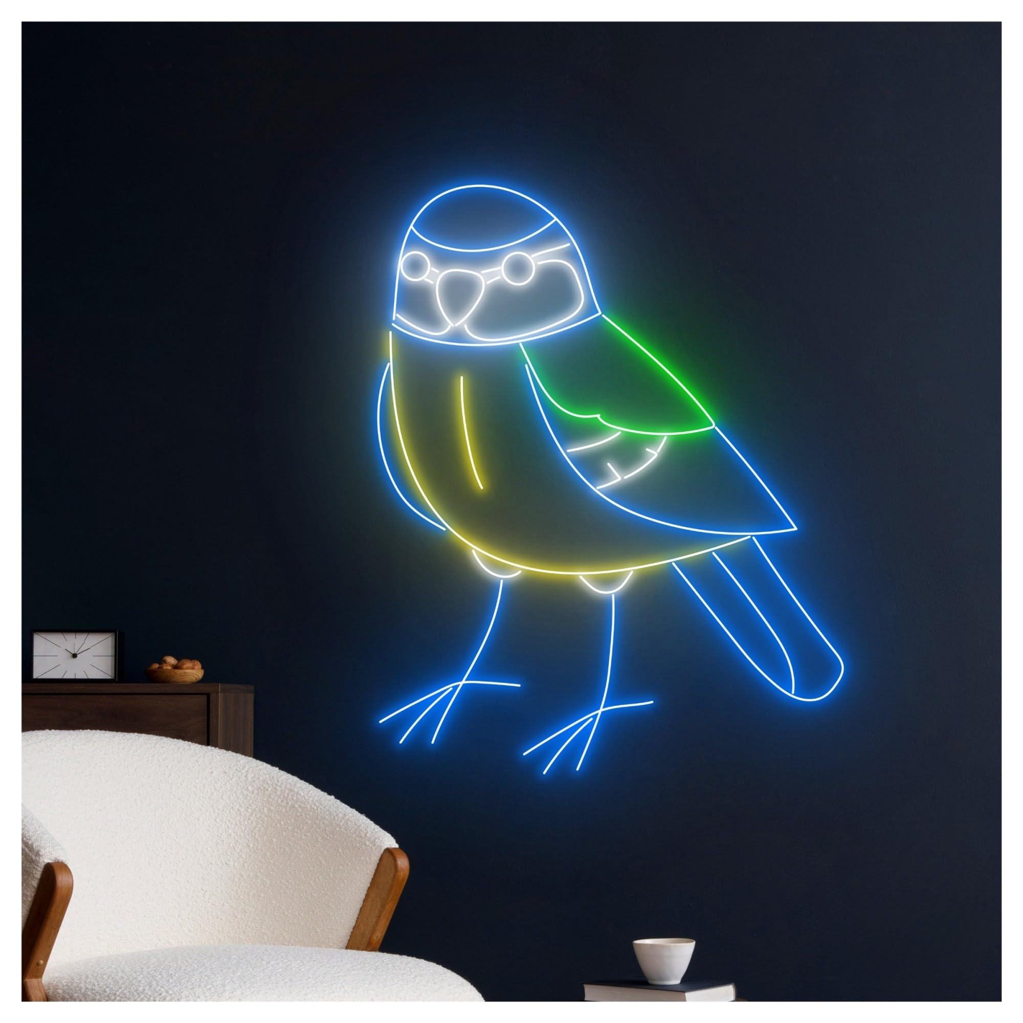 Luz de Diseño de Digital Decoración De Pared Con Luz Neón Pájaro Teta, Animal, Guardería, Granja, Zoológico, Escaparate,negocio, 60cm