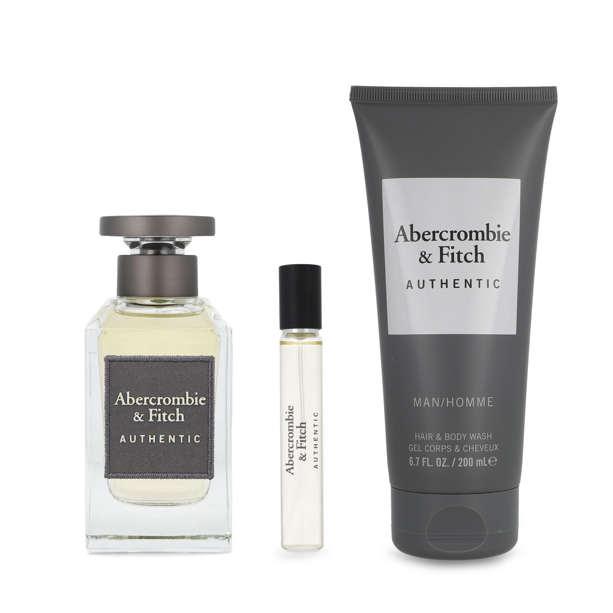 Abercrombie & Fitch Authentic Man 3 Pezzi - Eau de Toilette 100 ml + Deodorante + Mini Profumo - Fragranza Aromica per Uomo