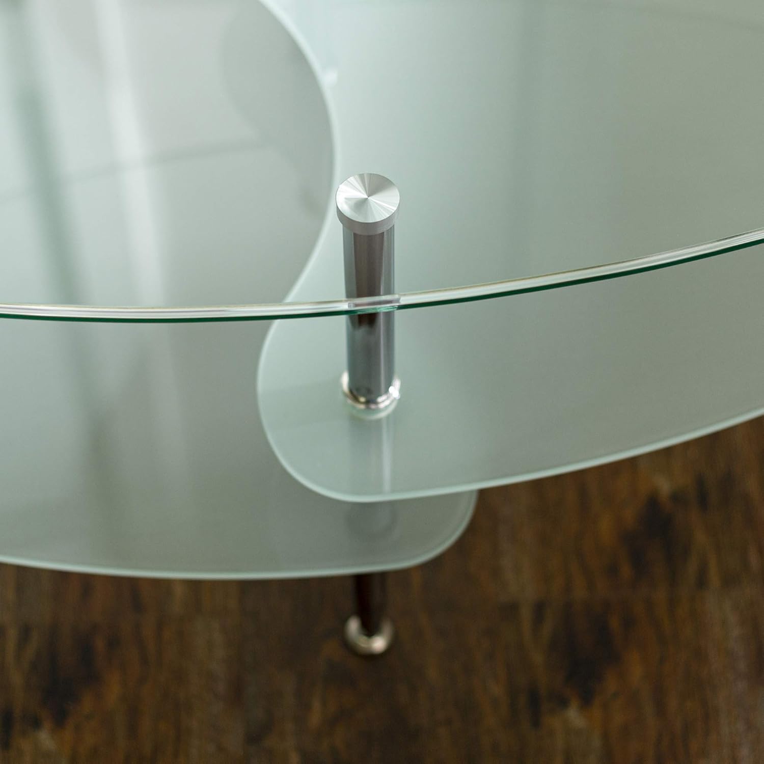 Walker Edison Modern Oval Glass Coffee Table Living Room Accent Ottoman Storage Shelf, 37 Inch, Glass : Home & Kitchen