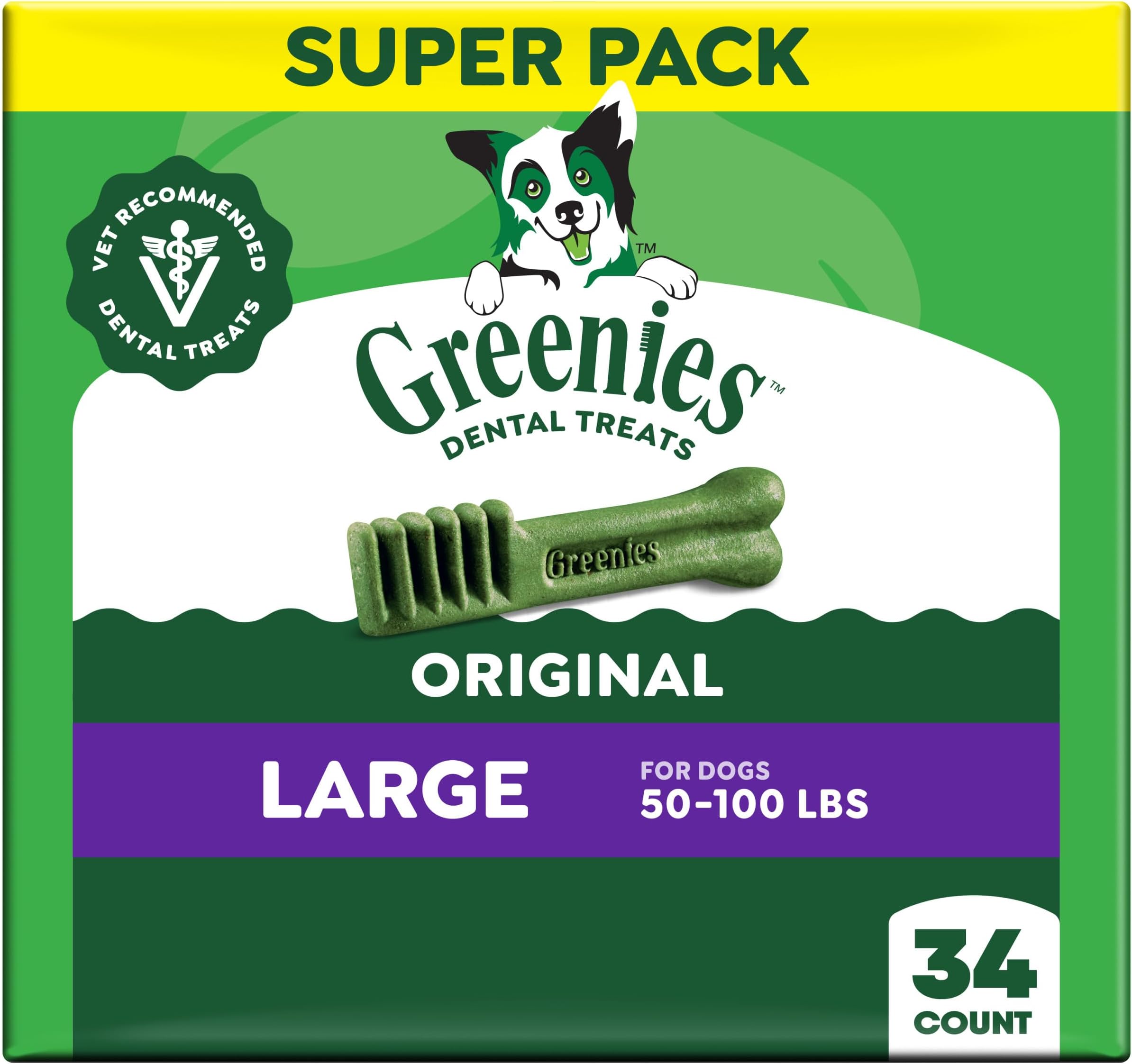 GREENIES Original Large Natural Dental Care Dog Treats, 54 oz. Pack (34 Treats)
