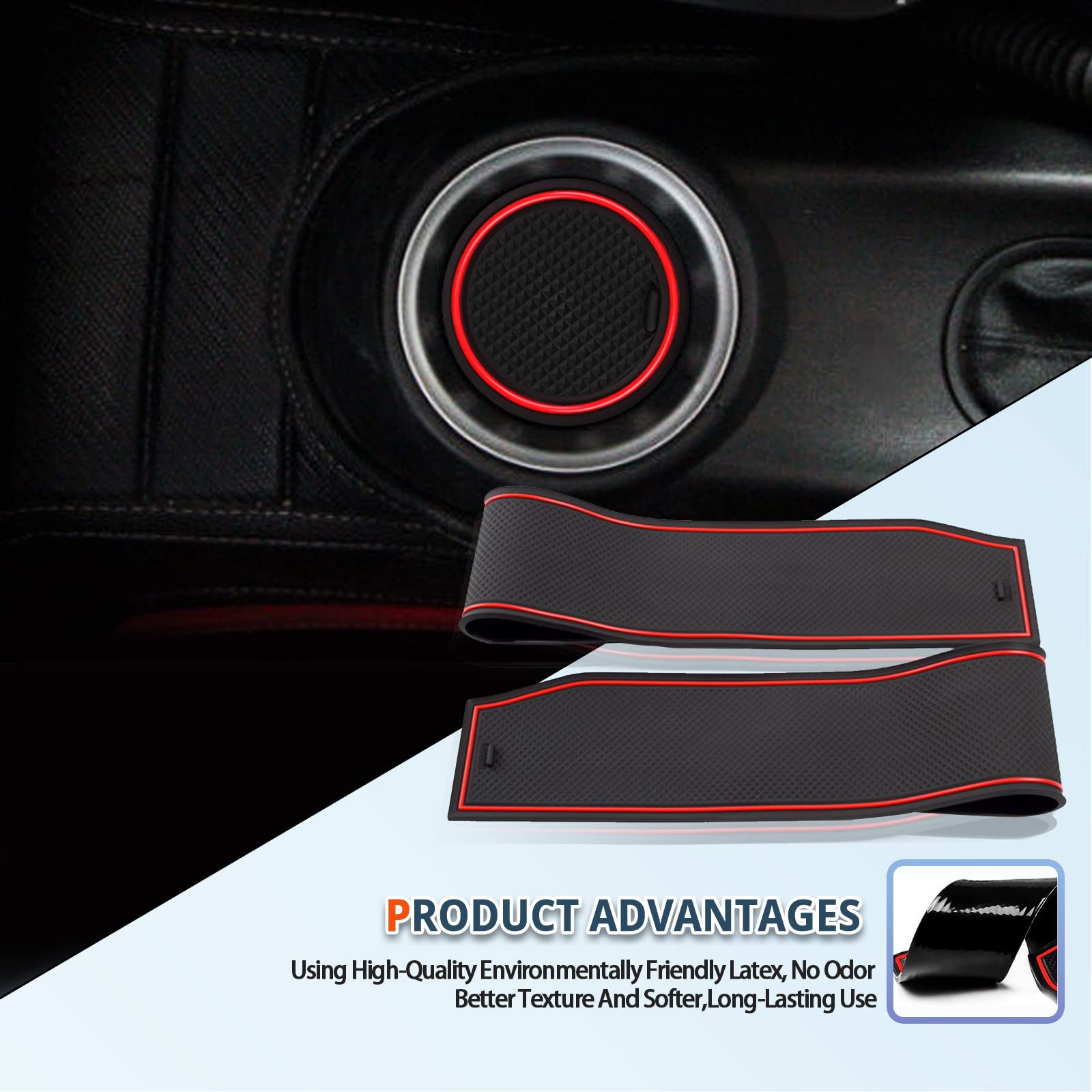 Tapis Anti-dérapants Coleya Compatible Mini Cooper F56 2015-2023 (2 Portes) - Set Caoutchouc Pour Accoudoir, Console Centrale, Porte-Gobelet Et Rainures (Noir)