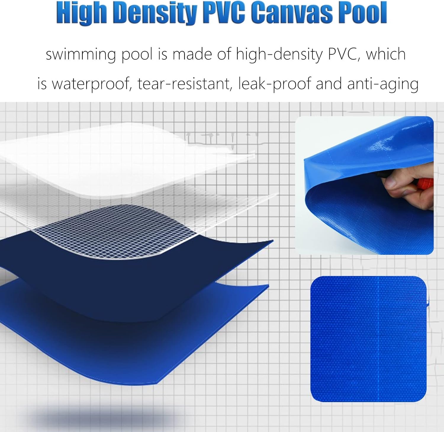 LZMZMQ Albercas para Adultos/Kiddie Pool Small, Rectangular Swimming Pools - for Indoor Outdoor Backyard Swim, Framed Clearance Pools/Above-Ground Pools for Adults(1.5x1x0.7m(4.9x3.2x2.2ft))